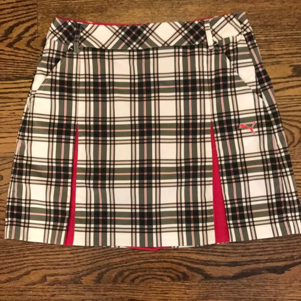 Puma hot pink and black pleated golf skirt